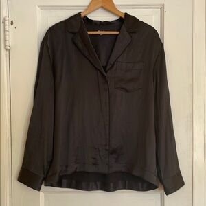 Satin Pajama Shirt in True Black